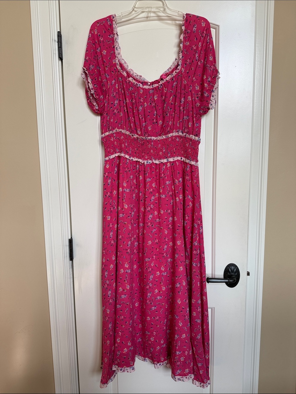 Betsy Johnson Pink Floral Smocked Cottagecore Dress